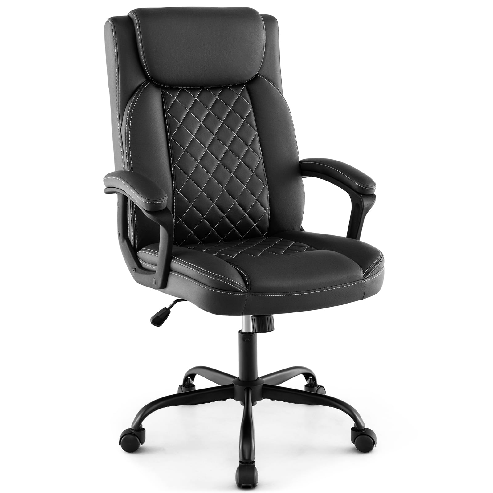 Ergonomic Adjustable Executive Chair with Padded Headrest and Armrests