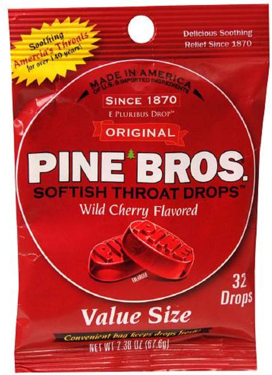 Pine Bros. Softish Throat Drops Value Pack, Wild Cherry 32 ea (Pack of 3)