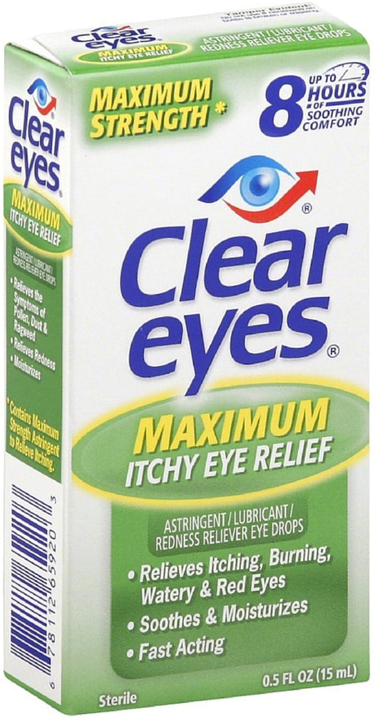 Clear Eyes Maximum Itchy Eye Relief 0.50 oz (Pack of 4)