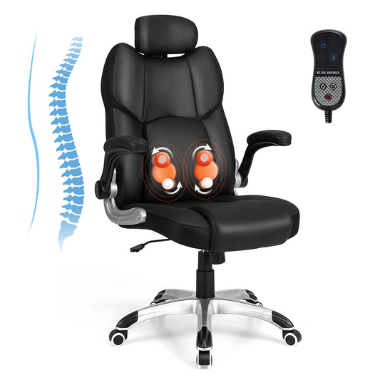 Kneading Massage Height Adjustable Office Chair with Flip-Up Armrests