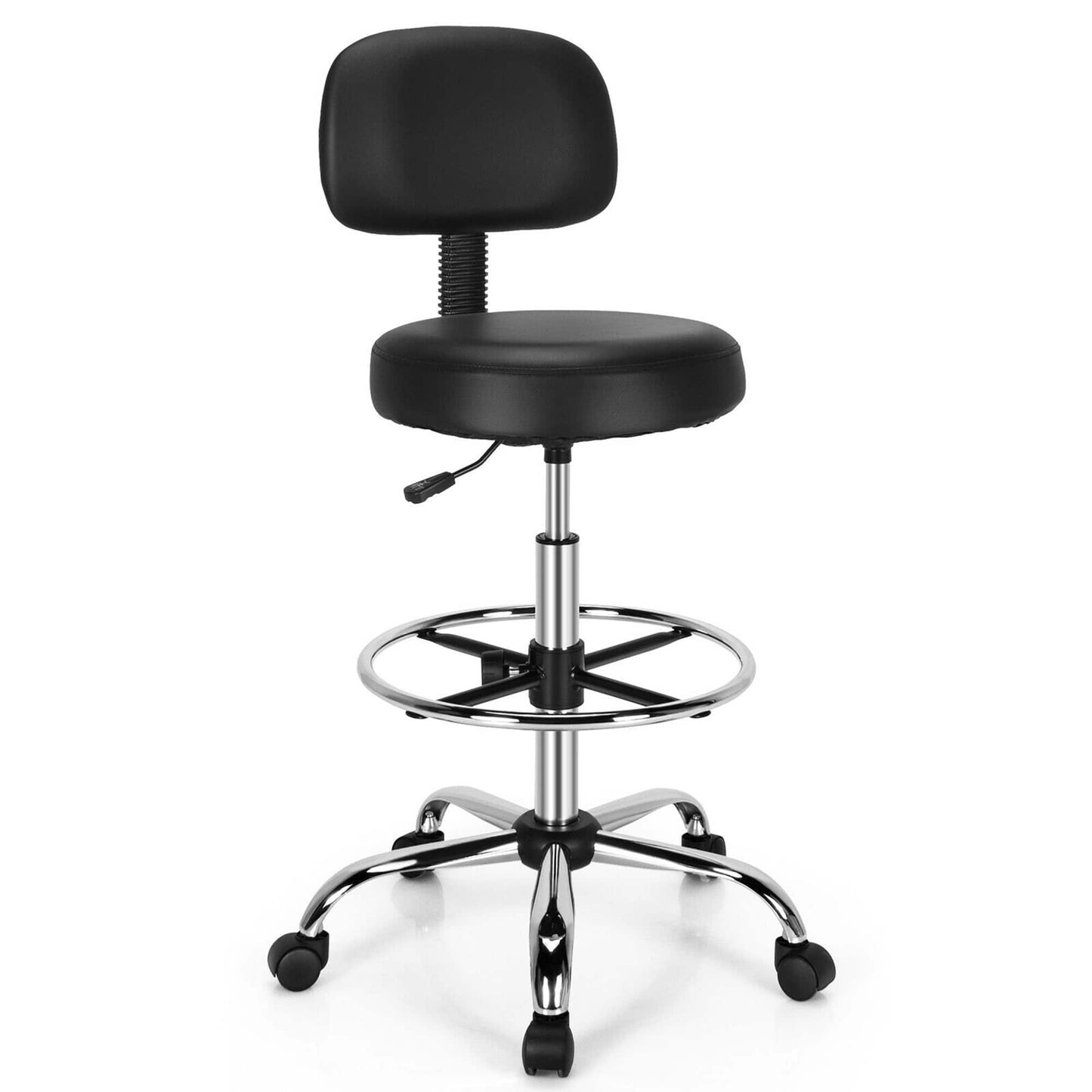 Swivel Tall Drafting Chair with Adjustable Backrest and Foot Ring