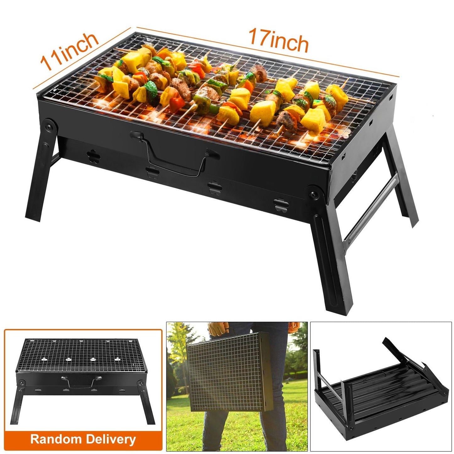 iMountek Charcoal Folding Portable Barbecue Charcoal Grill Outdoor Stainless Steel Small BBQ Tool