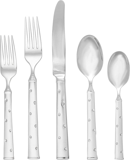 Kate Spade New York Larabee Dot 5-piece Flatware Set, 0.9 LB, Metallic