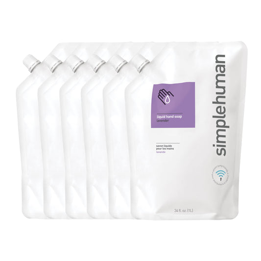 simplehuman Lavender Liquid Hand Soap Refill Pouch, 34 Fl Oz (Pack of 6)