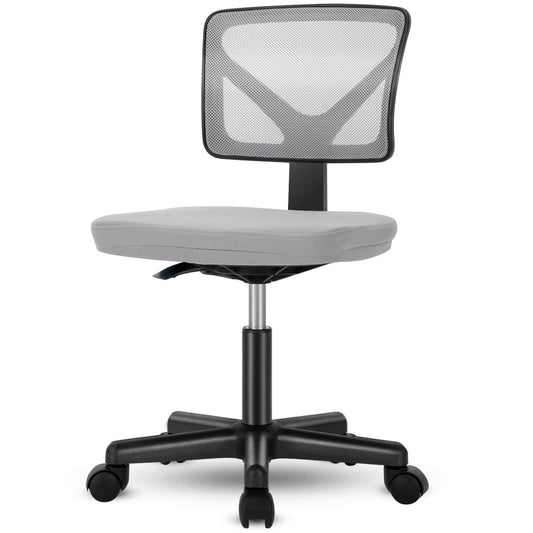 wOod-it Home Office Chair Mesh Armless Computer Desk Chair Ergonomic Computer Desk Task Rolling Swivel Chair Adjustable Modern Chair with Lumbar Support,Gray