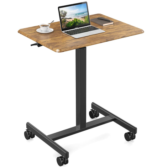 wOod-it Small Standing Desk Mobile Standing Desk Adjustable Height Computer Gaming Desk Mobile Laptop Desk with Wheels Adjustable Table for Home, Office, Classroom